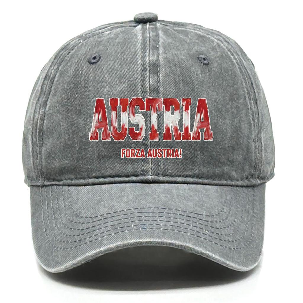 "AUSTRIA" "FORZA AUSTRIA" Flag Printed Snapback Baseball Cap , Adjustable Sun Hat Stylish Non-Stretch Fabric Casual Cozy Dad Hat