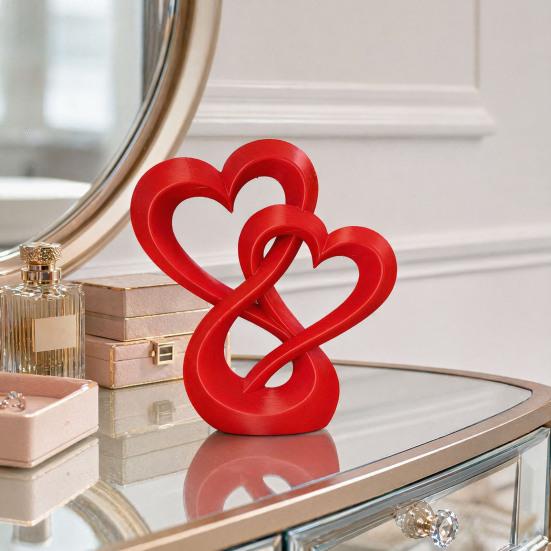 yangyizhi Intertwined Hearts Figurine, 3D Printed Love Statue, Table Centerpiece Sculpture for Living Room Wedding Romantic Gift