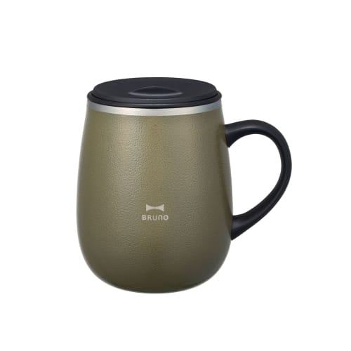 BRUNO Stainless Steel Mug with Lid, 460ml, Insulates Hot & Cold Drinks, Double-Layered Vacuum Wall, Leak-Resistant, Tall, Gift, Perfect for Office, Wo