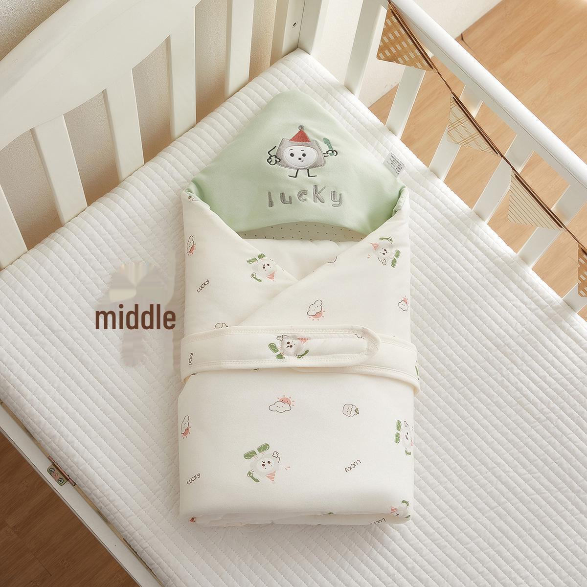 

Стьобана дитяча ковдра з чистої бавовни 120 г для новонароджених - товсте тепле сповивання на осінь і зиму. 90x90 cm