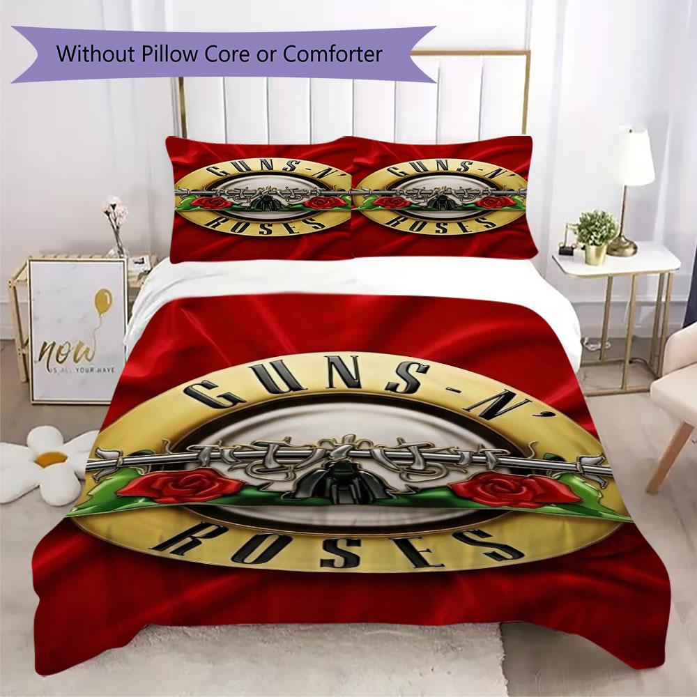Guns N' Roses Rock Band Prints Bedding, Duvet Cover and Pillowcases, Birthday Gift (1 Duvet Cover + 2 Pillowcases, Pillow Insert Not included)JM001