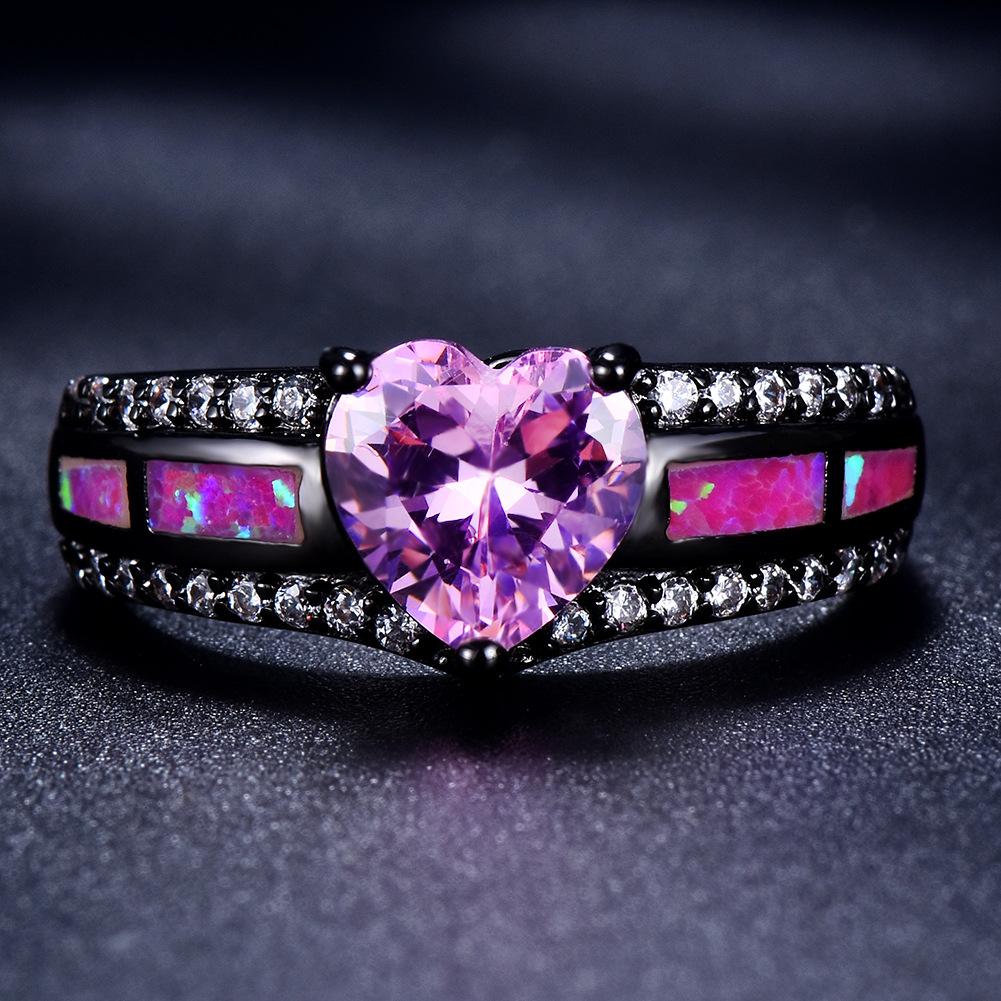 

Европейский и американский модный стиль Черное золото с инкрустацией Красочное кольцо в форме сердца и аксессуар-браслет No. 11