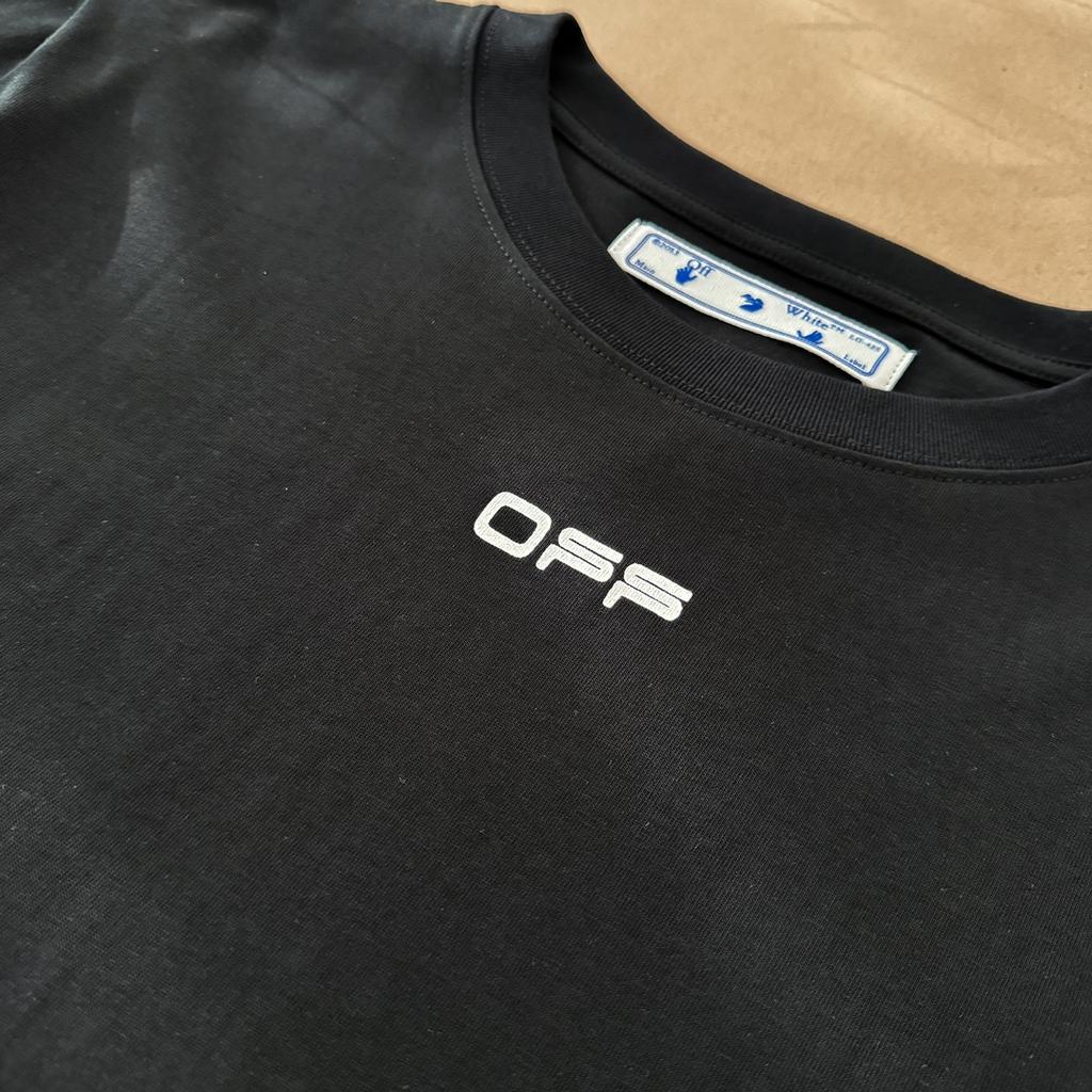 Off-White 2025 Sommer Neues blaues T-Shirt mit Geister- und Feuerschädel-Print, kurzärmelig, für Männer und Frauen, Paar-T-Shirt