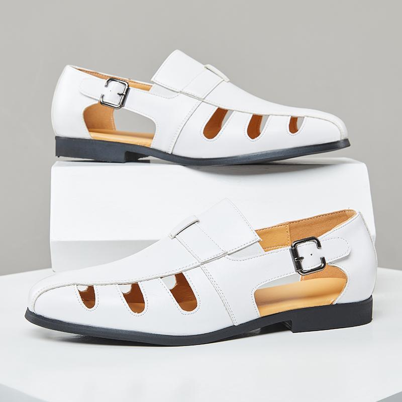 Fashion Hot Selling Men's Sandals Europe America Breathable Summer Leather Shoes High-end Brown Men's Business Work Shoes Soft Soles