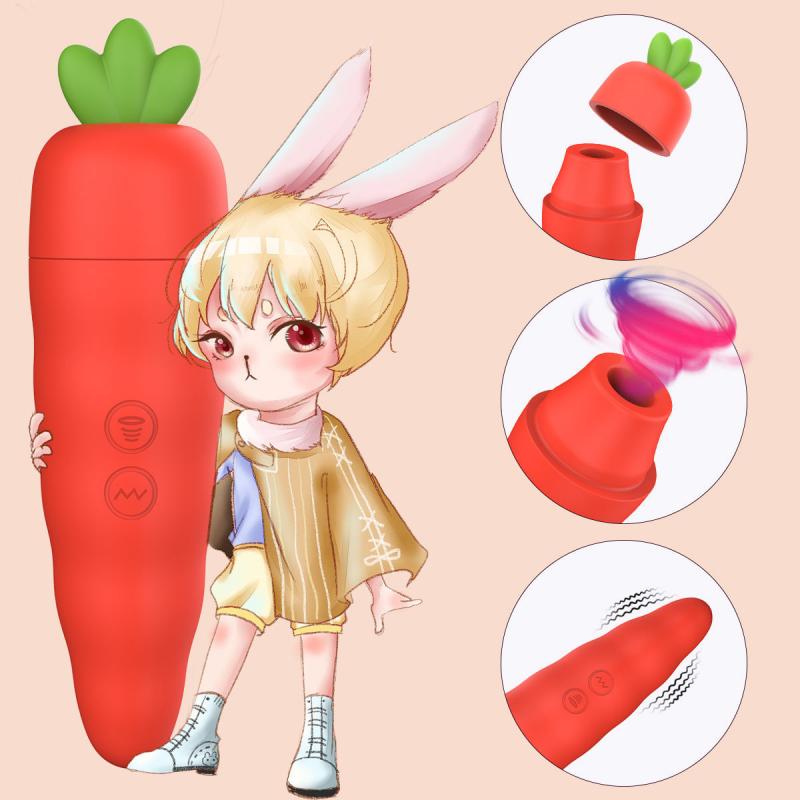 Women Mini Portable Carrot Shape Sucker Vibrator Female Cute Small Multi-frequency Vibrating Egg Jumping AV Stick Adult Sex Toys