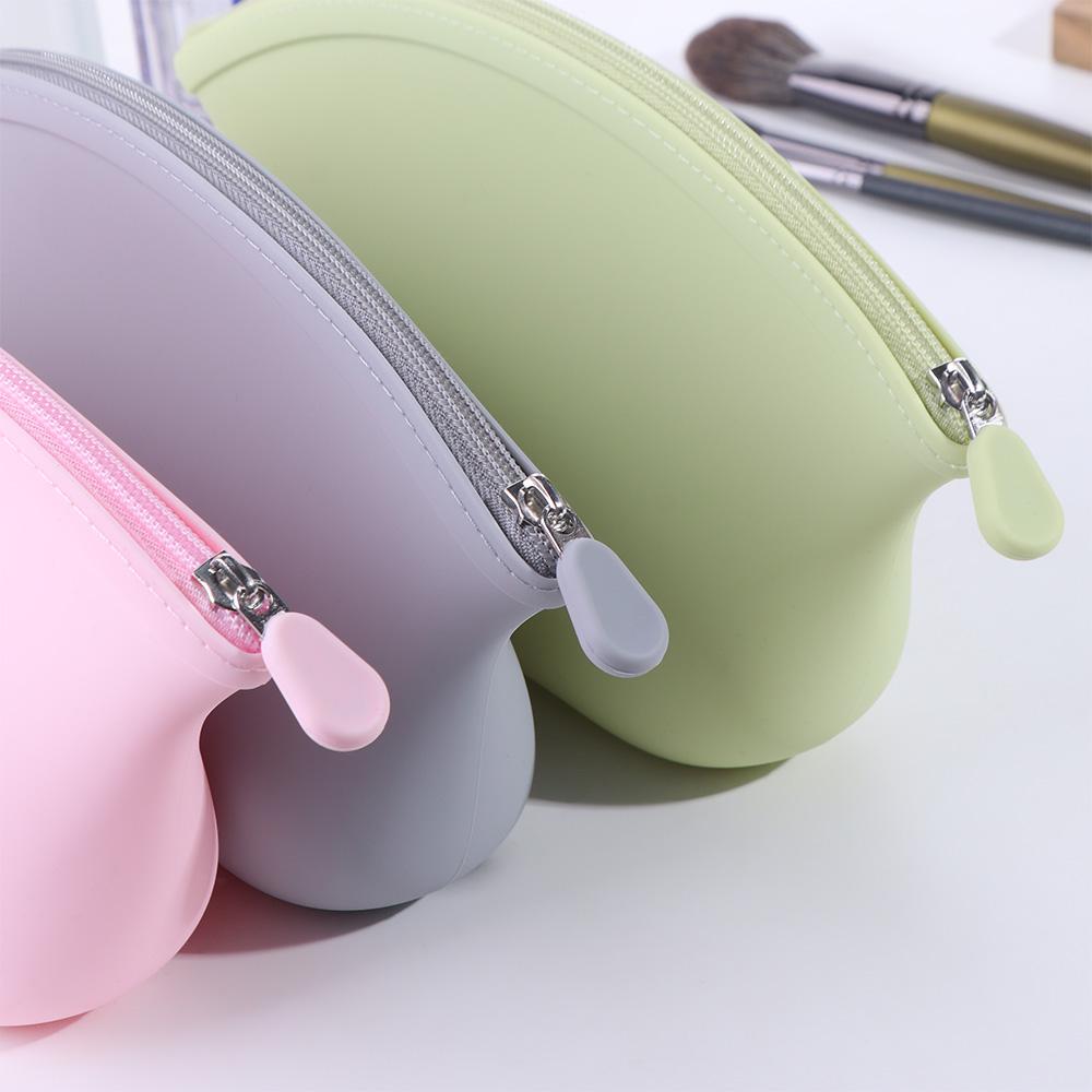 Trousse de toilette cosmétique en silicone imperméable Couleur bonbon Grande capacité Sac de rangement lavable Gain de place Porte-monnaie Pochette de maquillage Étudiants