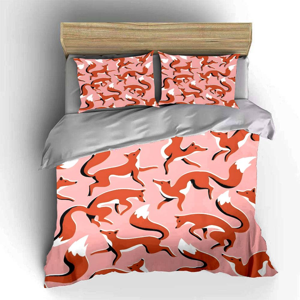 "Playful Fox-Themed Design Set" Exquisite three-piece bedding set gift for kids and adults