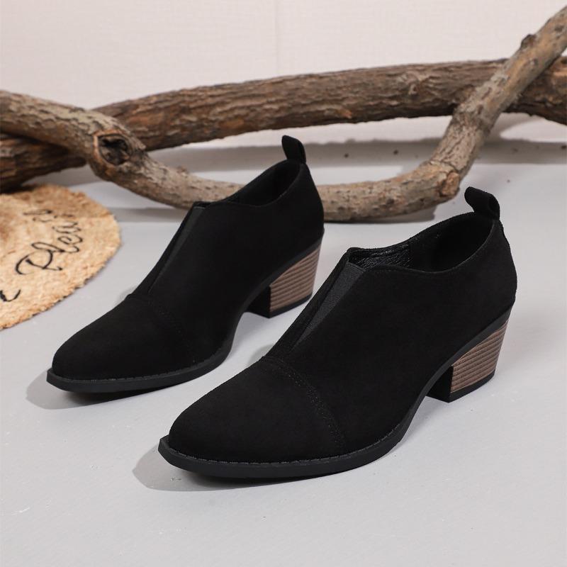 Women High Heel Single Shoes British Style Casual Leather Shoe Fashion Pointe High Heels Temperament Chelsea Boots Zapatos Mujer