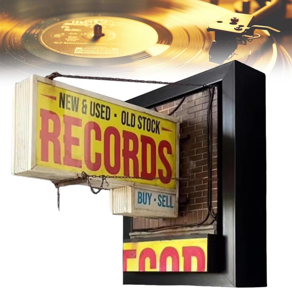 3D Miniature Record Store Retro Wall Light Energy Saving Retro Record Player Wall Light  Decoration