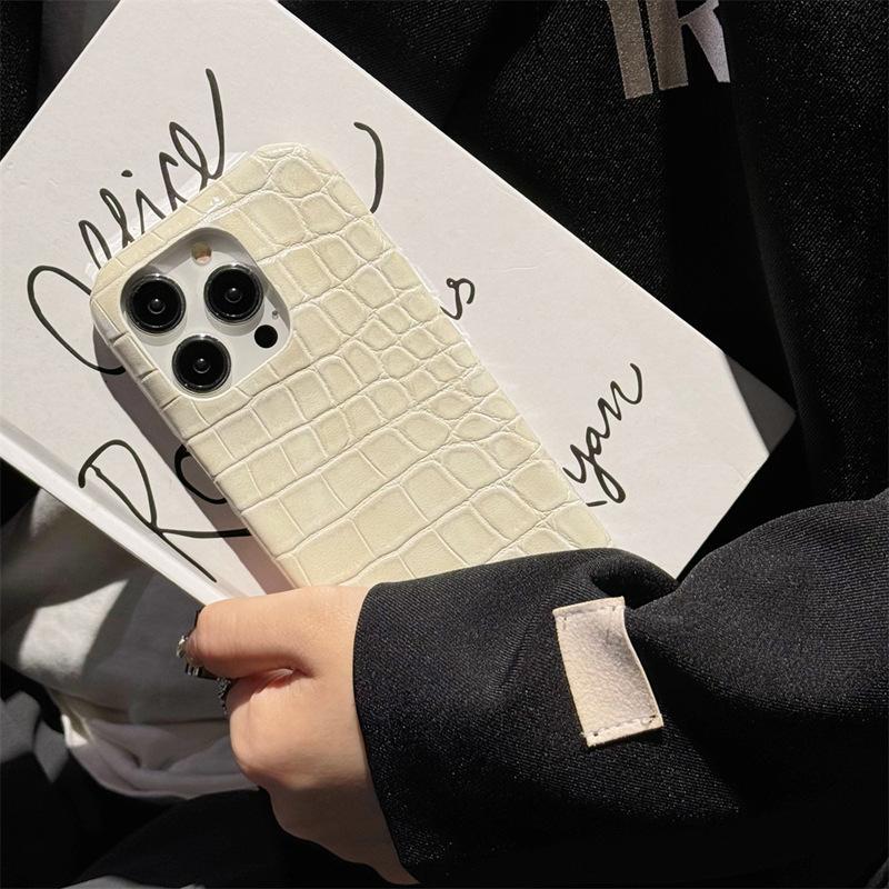 Suitable for Apple 16promax Phone Case, Crocodile Pattern IPhone15 Creative 14pm Shockproof 13 Men's and 12 Women's Leather Cases
