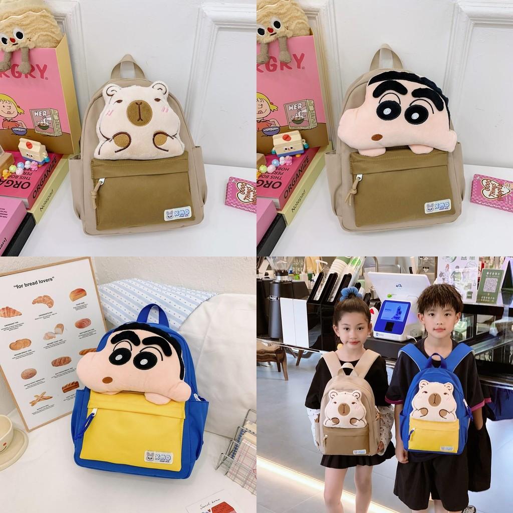 Crayon Shin Chan Capybara-mønster Barneryggsekk med Pustende Nylonmateriale for Skole og Daglig Bruk