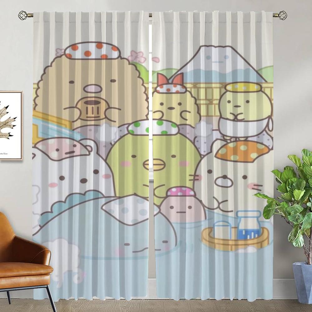 Sumikko Gurashi Blackout Curtain for Room 2 Panel Shades Home Interior Curtains Partition Halloween Decoration Tulle for Bedroom
