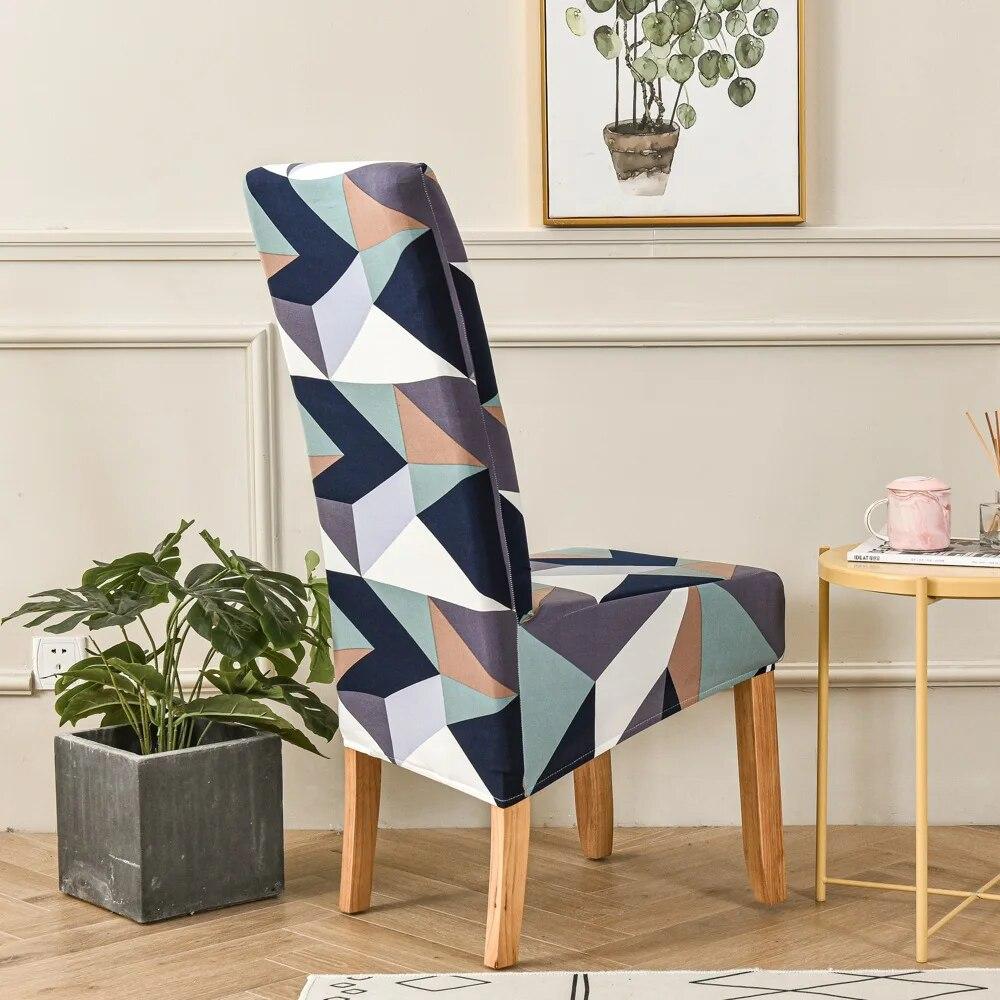 XL-Größe Esszimmerstuhlbezug, Blumendruck, große Größe, Stretch, lange Rückenlehne, Stuhlkissen, Möbelschutz, staubdichter Sitzbezug