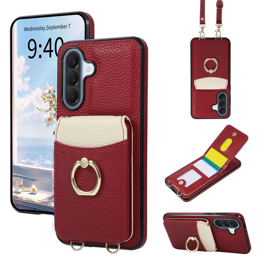 Umhängetasche Geldbörse Kartenhalter Ring Handyhülle für Samsung Galaxy A57 A37 A17 A07 A56 A36 A16 A55 A35 A15 A54 A14 Lederhülle