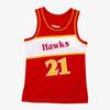 Dominique Wilkins # 21 Retro Basketbalový oblek Rodinný Červený a Bílý Prodyšná Síťovina Bez Rukávů Sportovní Tílko