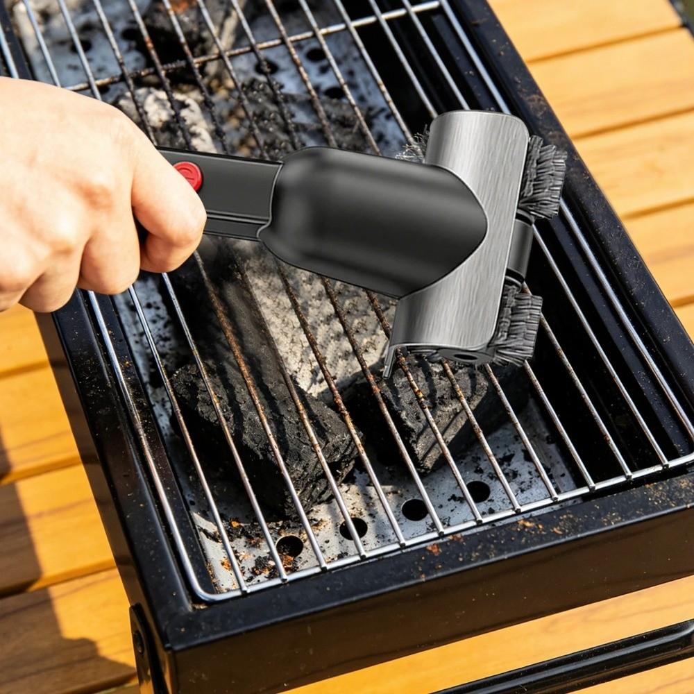 Stainless Steel Electric BBQ Cleaning Brush Double Wheel Rotating Barbecue Brush  Household