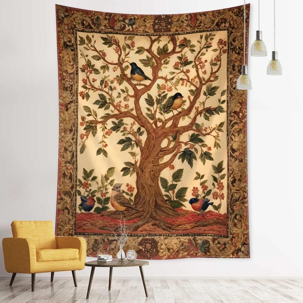 Flying Bird Tree of Life Tapestry Wall Hanging Bohemian Abstract Mysterious Witchcraft Hippie Tapiz Living Room Home Decor