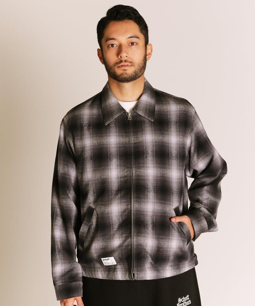 Schott OMBRE JACKET, Men's Ombre Check Jacket, Size 2XL, 010, Black, 782-5252005