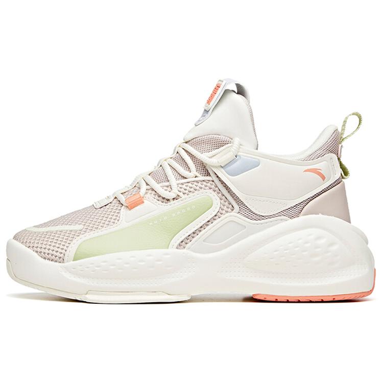 New Anta Bastard Slip Resistant Cushioning Wear Resistant Mid Top Skateboard Shoes Women's Lotus Gray White 122048080-1