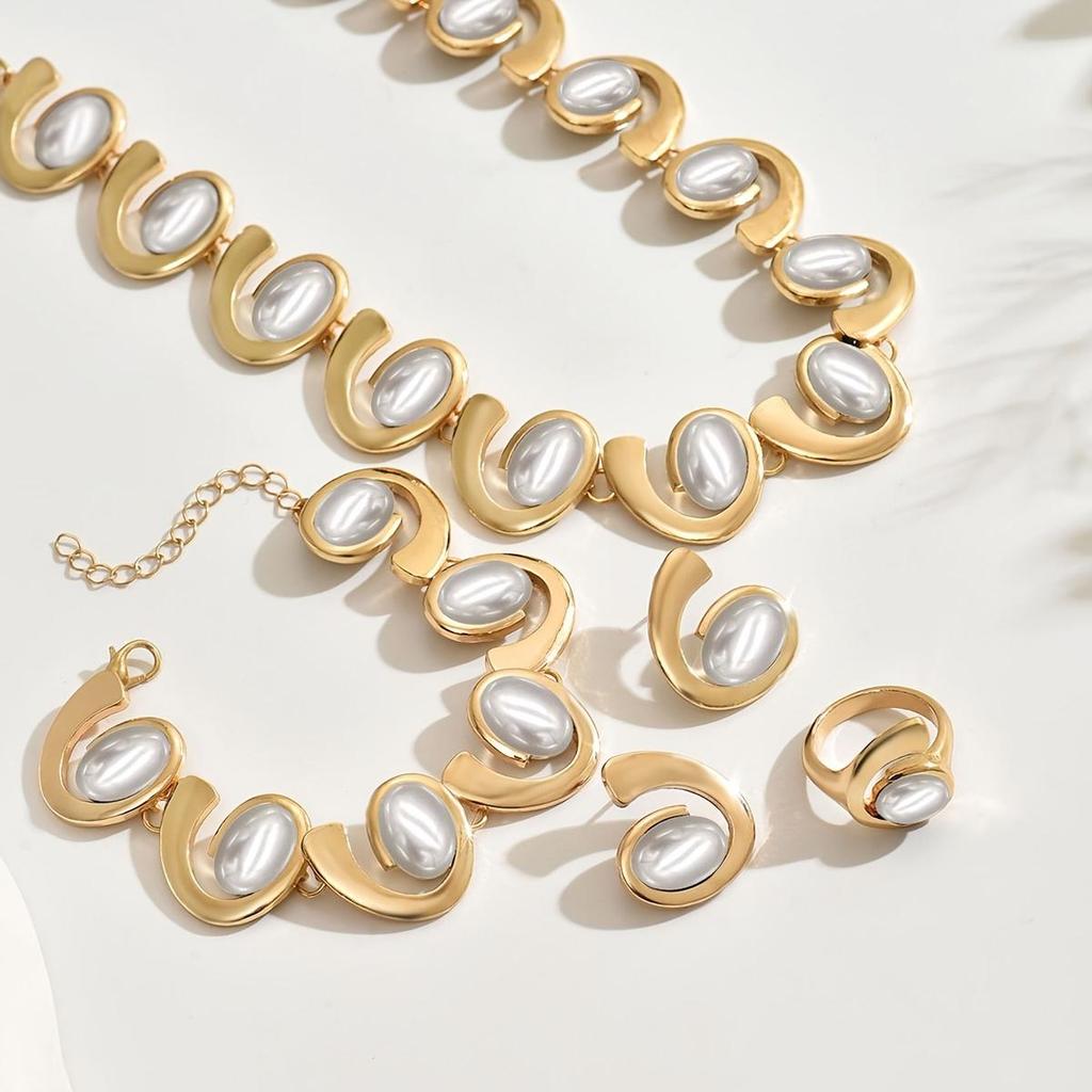 Elegant Zinc Alloy and Plastic Mosaic Jewelry Set for Women, Perfect for Daily Wear and Gift Giving