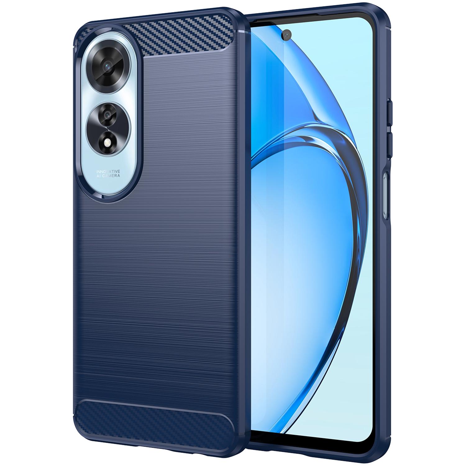 For Oppo A60 4G Case Protective Carbon Fiber Texture TPU Phone Cover Blue