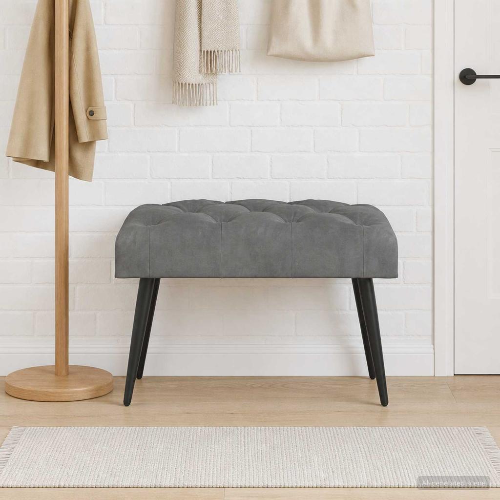 Button Tufted Bench Dark Gray 60 x 40 x 45 cm Velvet