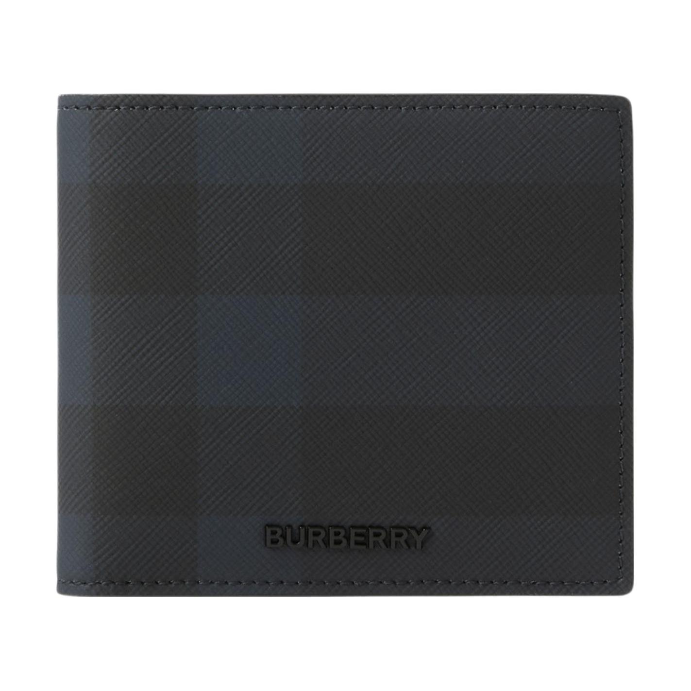 

Burberry 3D Letter Logo Double Fold Check Pattern Leather Wallet Men Wallet Navy-Blue 80732801 Basic Set (Bag+Dust Bag)