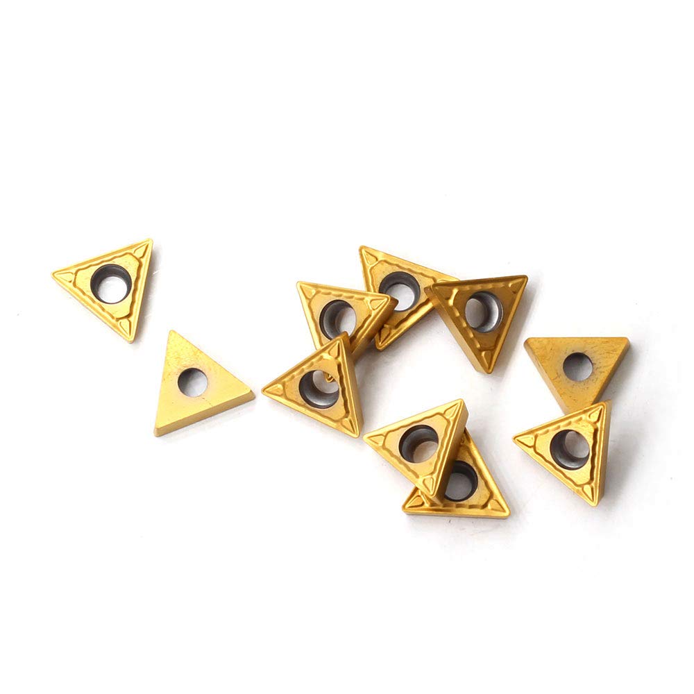 OSCARBIDE Carbide Turning Inserts TCMT21.51 TCMT110204 Carbide Inserts 10 Pieces,TCMT Insert Tin Coated CNC Lathe Carbide Cutters Inserts for Lathe