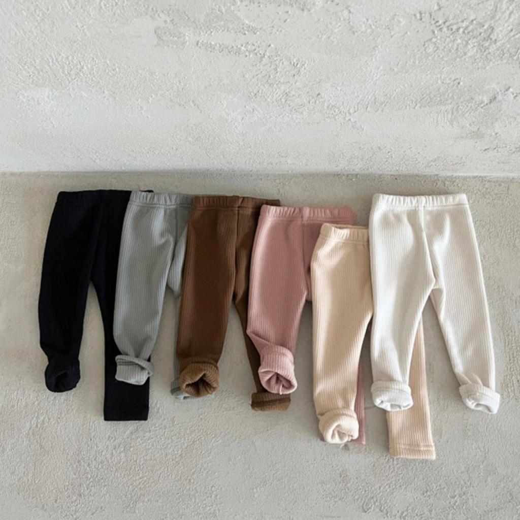 Newborn Velvet Striped Leggings - Elastic, Thin, Solid Color Pants for Boys & Girls, Spring and Autumn.