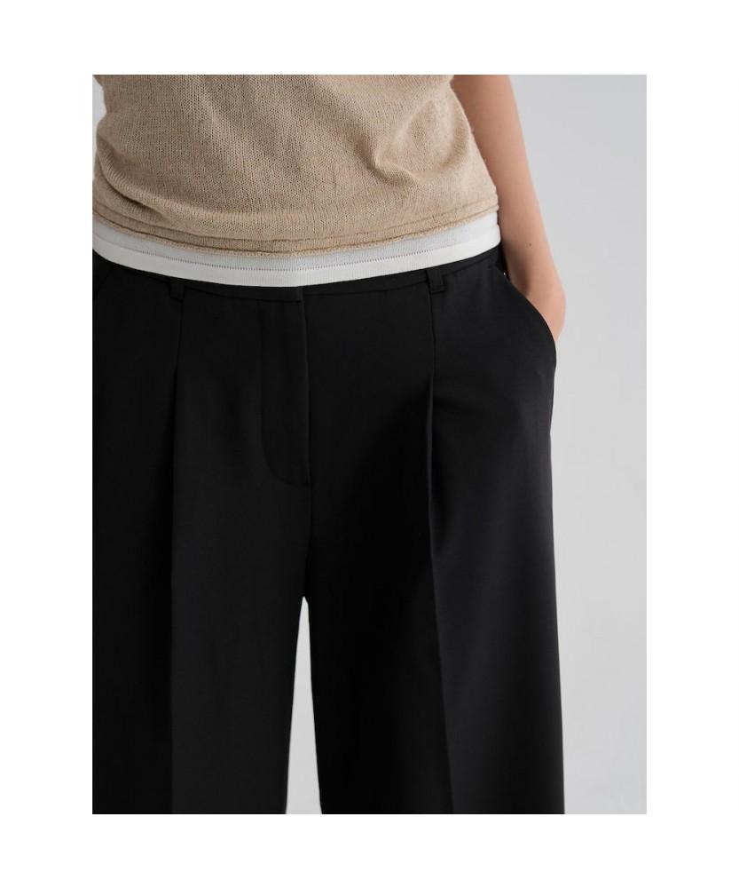 8SECONDS July Daily Single-Pleat Wide Slacks (Short) Black
