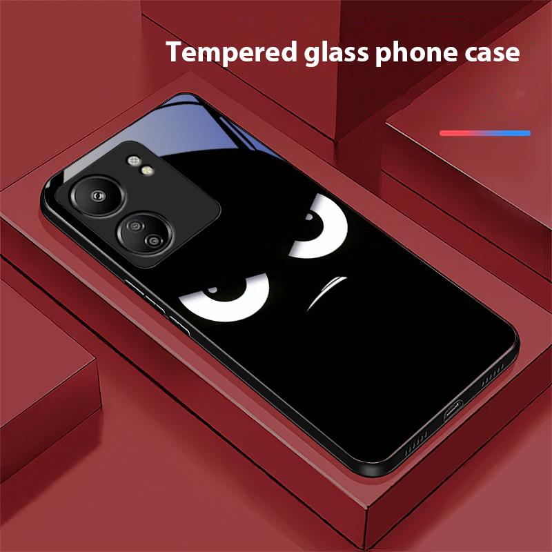 Funny Devil Eyes For Xiaomi Redmi 13C Note13 12 Pro Plus 5G Note 9 13T Pro POCO X6 F5 F6 Black Tempered Glass Phone Case