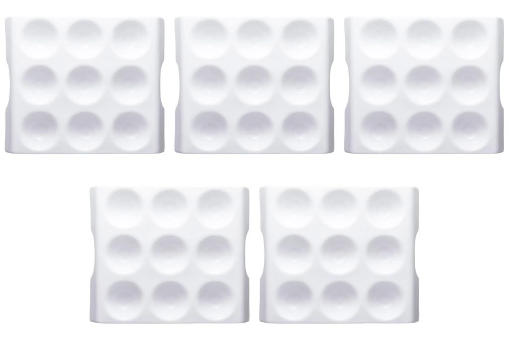 Set of 5 White Porcelain Dimple 9 Plates x x 3 Divided Made in Setomonohonpo [27.5 23.5 cm] Western-style Plates, China,