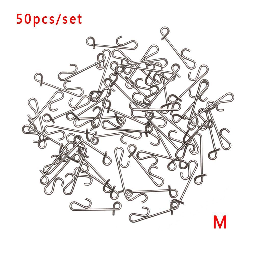 50 Pcs Stainless Steel Fishing Hanging Snap Barrel Swivel Fast Lock Connector Line Tackle Portable Durable High Quality