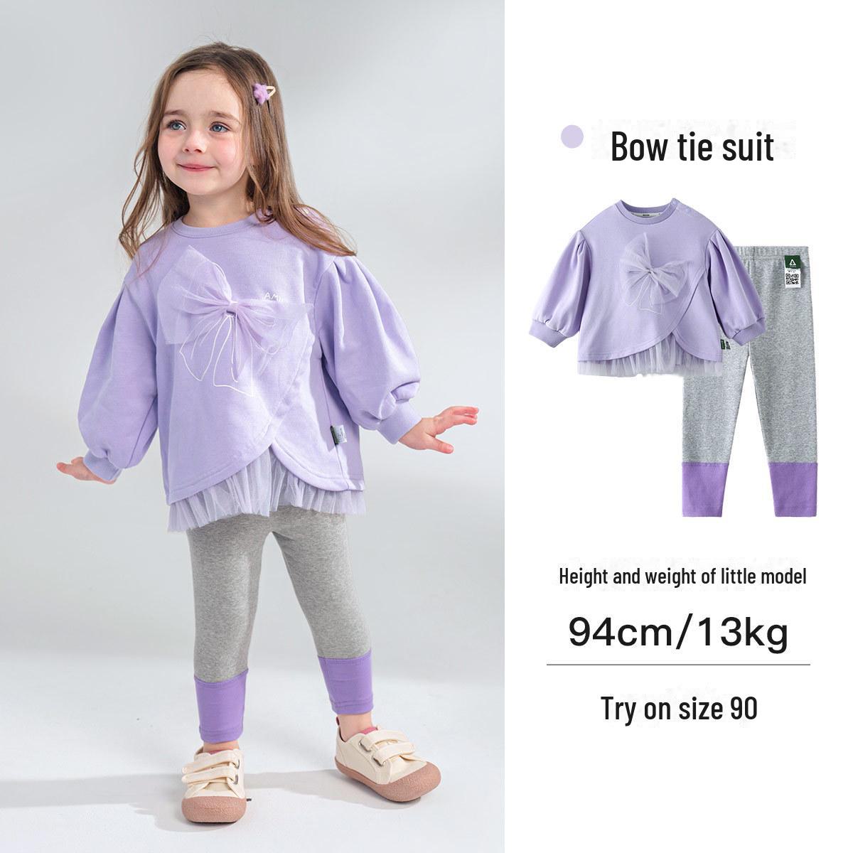 

Очаровательный костюм-бантик для девочек - Милая сетчатая двухкомпонентная коллекция Весна 2025 110cm