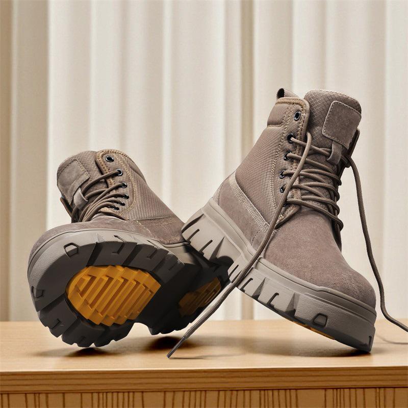 Men's Waterproof Leather & Fur Snow Boots - Non-Slip, Warm High-Top Workwear Martin Boots