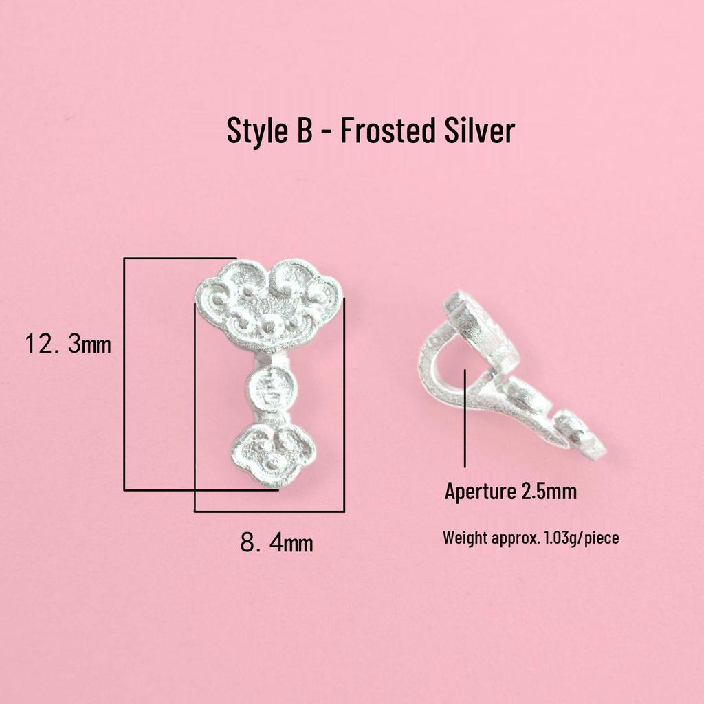 S999 Sterling Silver Auspicious Clouds Fu Pendant with Golden Wheel Beads for DIY Bracelet - Silver Jewelry Accessories