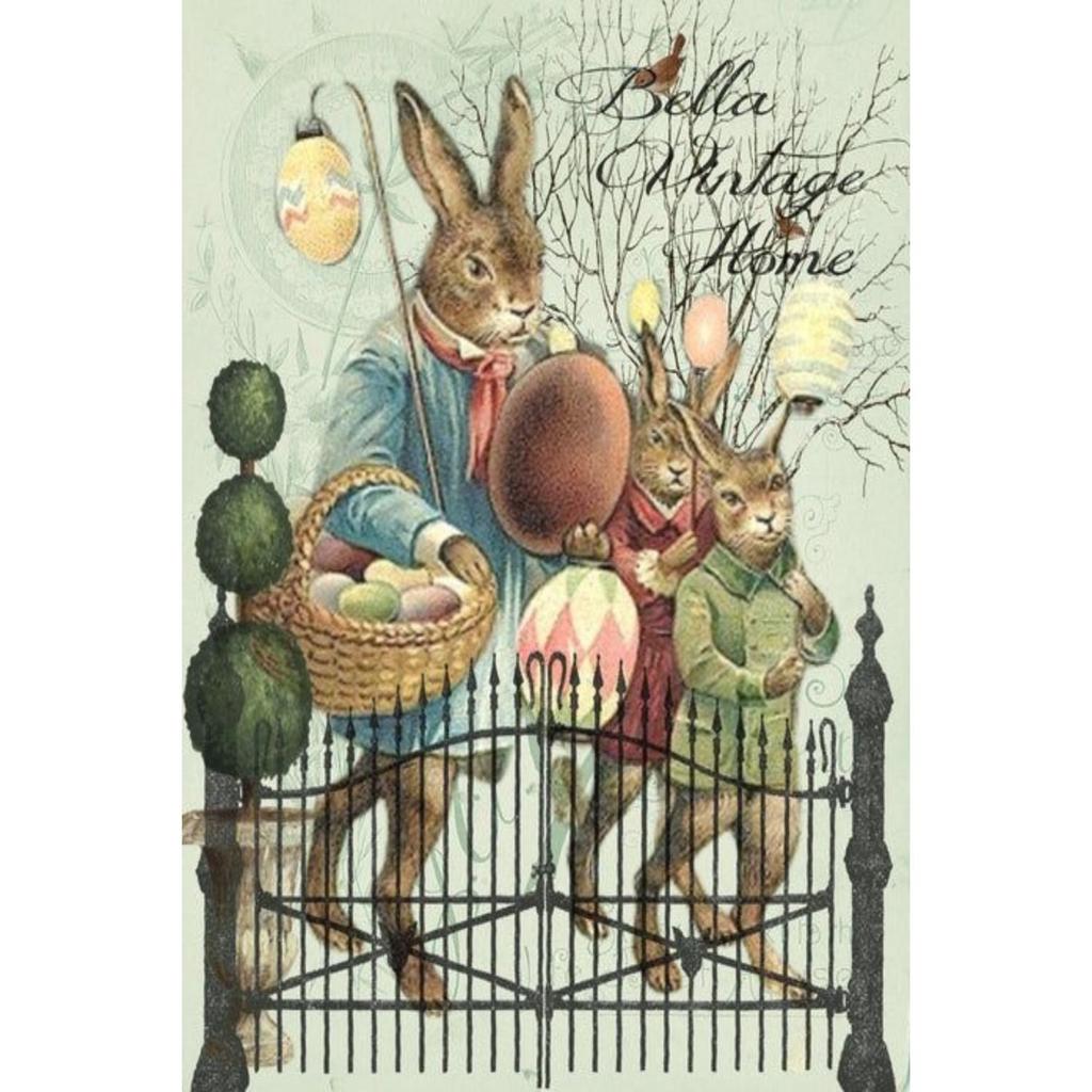 Easter Metal Wall Art Decor Vintage Cartoon Bunny Rabbit Rustic Tin Sign Home