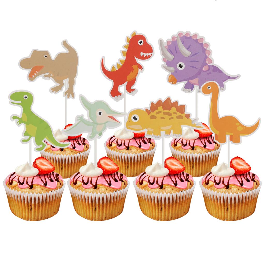 Insert Card Baby Decor Cute Cupcake Toppers Decorations for Birthday Party Dinosaur