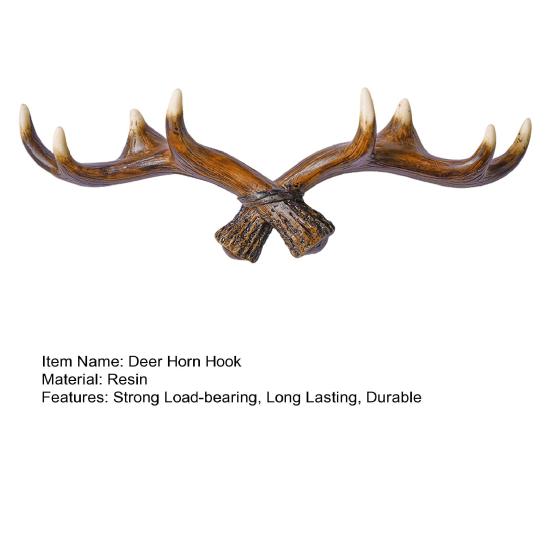 Nordic Vintage Deer Horn Decor Hook Wall Hanging Clothes Hats Hook Strong Load-bearing Easy to Install Multipurpose Hanger Hook