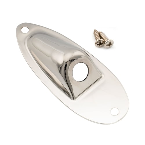 Musiclily Pro 10mm Steel Ship-Shaped Jack Plate for Stratocaster Electric Guitars, Nickel