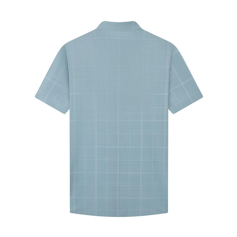 Qipai Men's Seamless Cooling Plaid Short-Sleeve Business Shirt