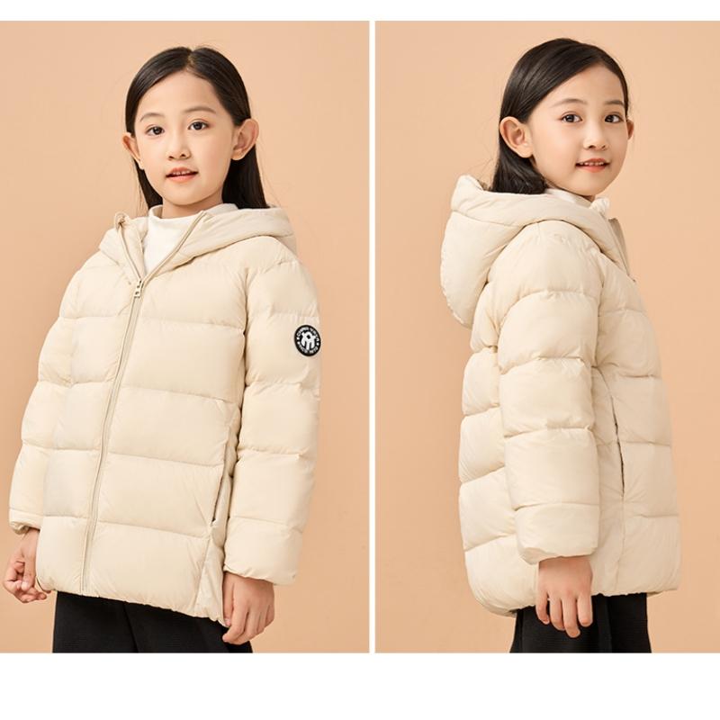 Barneklær Dunjakke Gutter Jenter Vinter Kort Barnejakke med hette