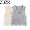 Za New Fall Women's Clothing 2025 Fashion Wind Sequin Blended Handmade Crocheted Flower Patchwork Sleeveless Waistcoat Vest