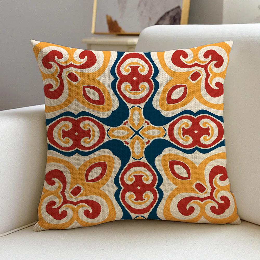 P-Portuguese Style Cushion Cover Cushion Cover Pillowcase, Anti-Mite Invisible Zipper, Linen Sofa Cushion