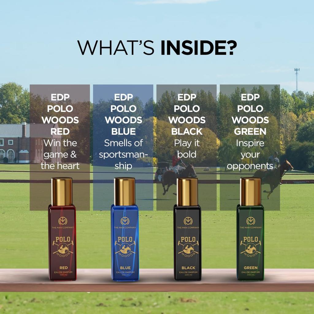 The Man Company Specially Curated Perfume Gift Set for Men 4X20ml - POLO WOODS COLLECTION | Premium Long-Lasting Fragrance | Luxury EAU DE Parfum