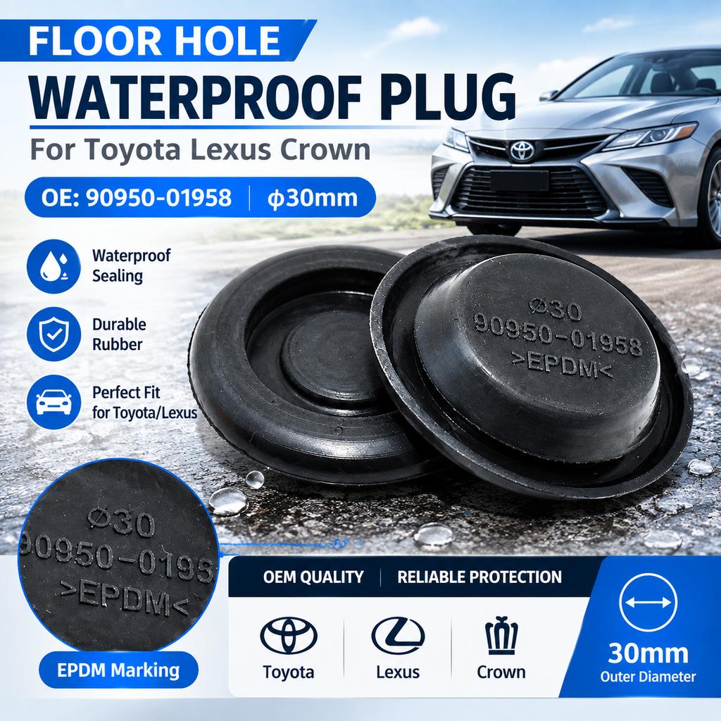 Floor Hole Waterproof Plug Cover for Toyota Lexus Crown, Black Round Rubber Plug