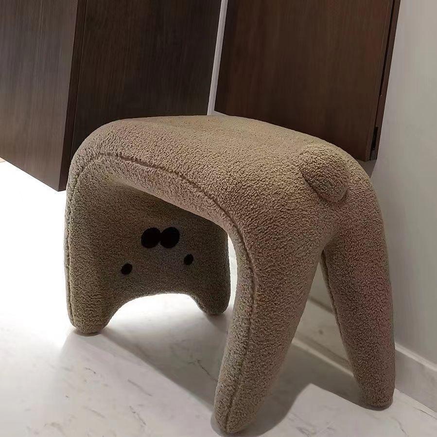 Dressing Stools Armless Plush Entryway Chairs Cute Cat Makeup Room Footrest Vanity Stool for Living Room Bedroom Furniture