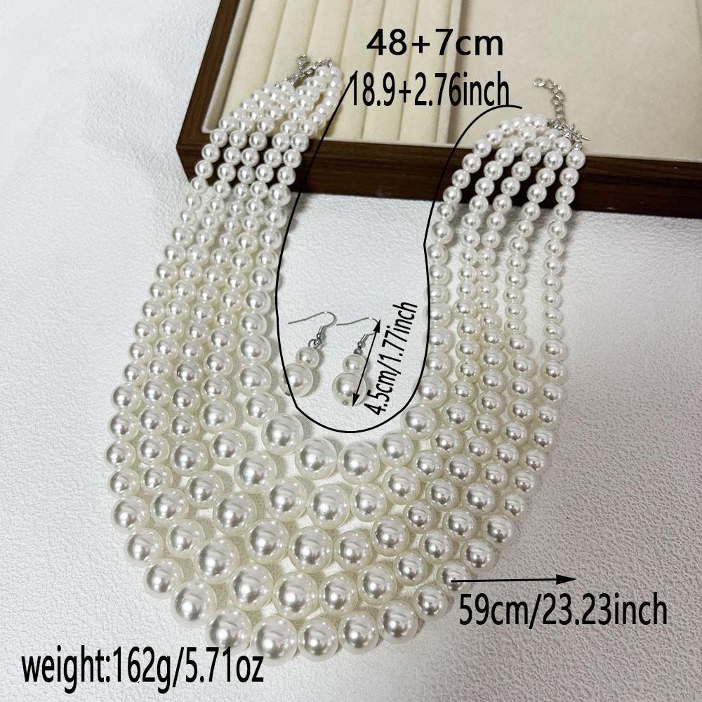 Multi-layer Imitation Pearl Necklace Party Dress Collar Chain Fashionable Beaded Luxury Retro Jewelry