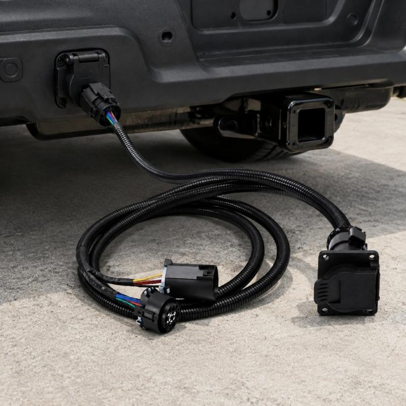 HC3Z1416A7 Trailer Light Repair Harness with 7 Way Socket, Plug In Rear Tow Wiring Assembly for 2017-2022 Pickup Trucks, 7 Foot Reach Use
