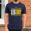 LEG DAY Crew Neck Mens Cotton Tee Yellow Caution Strip Warning Graphic Gym Training Holiday Ca